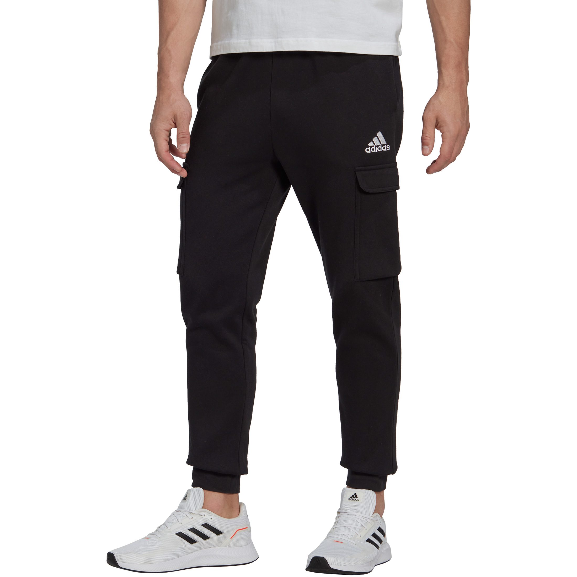 adidas Essentials Fleece Regular Tapered Cargohose Herren schwarz