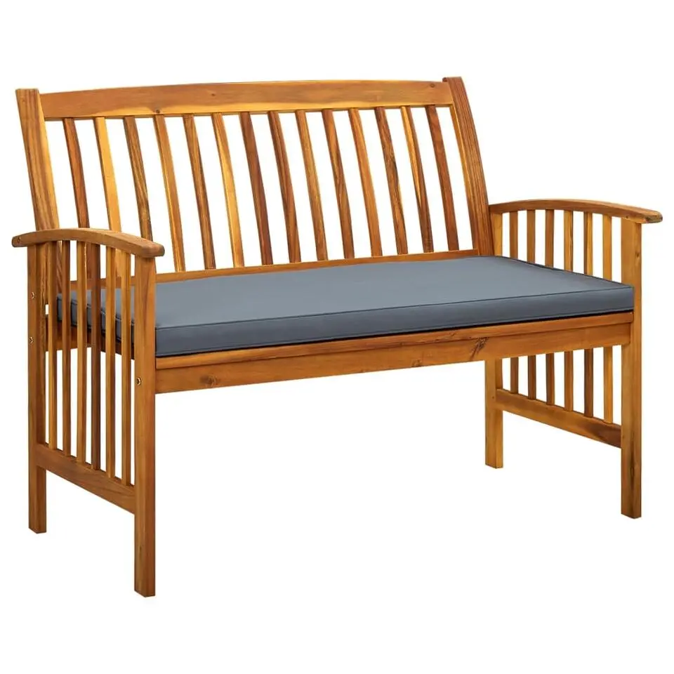 vidaXL - Tuinbank - Donkergrijs - Acaciahout - 119 cm - Met kussen