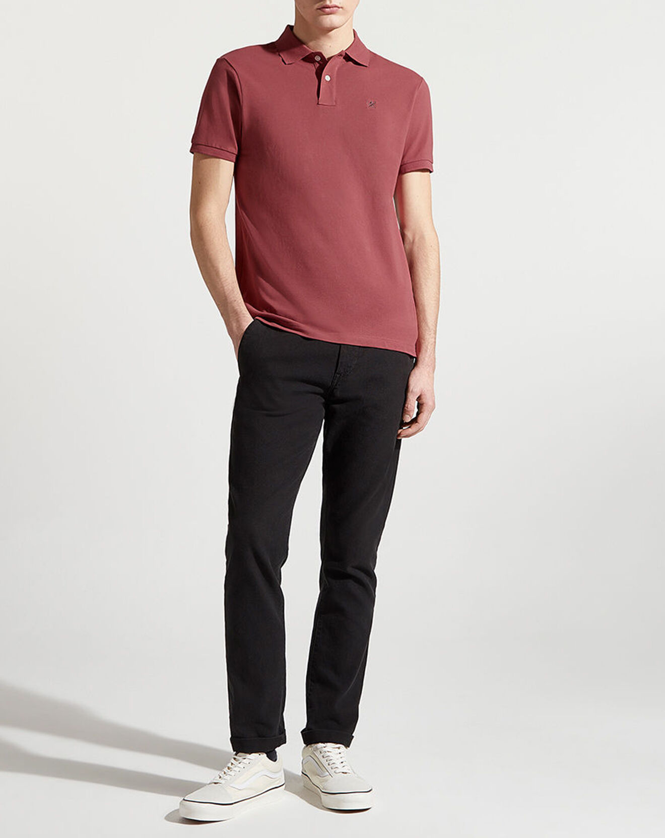 Hackett London Polo Slim Fit manches courtes uni piqué rouge