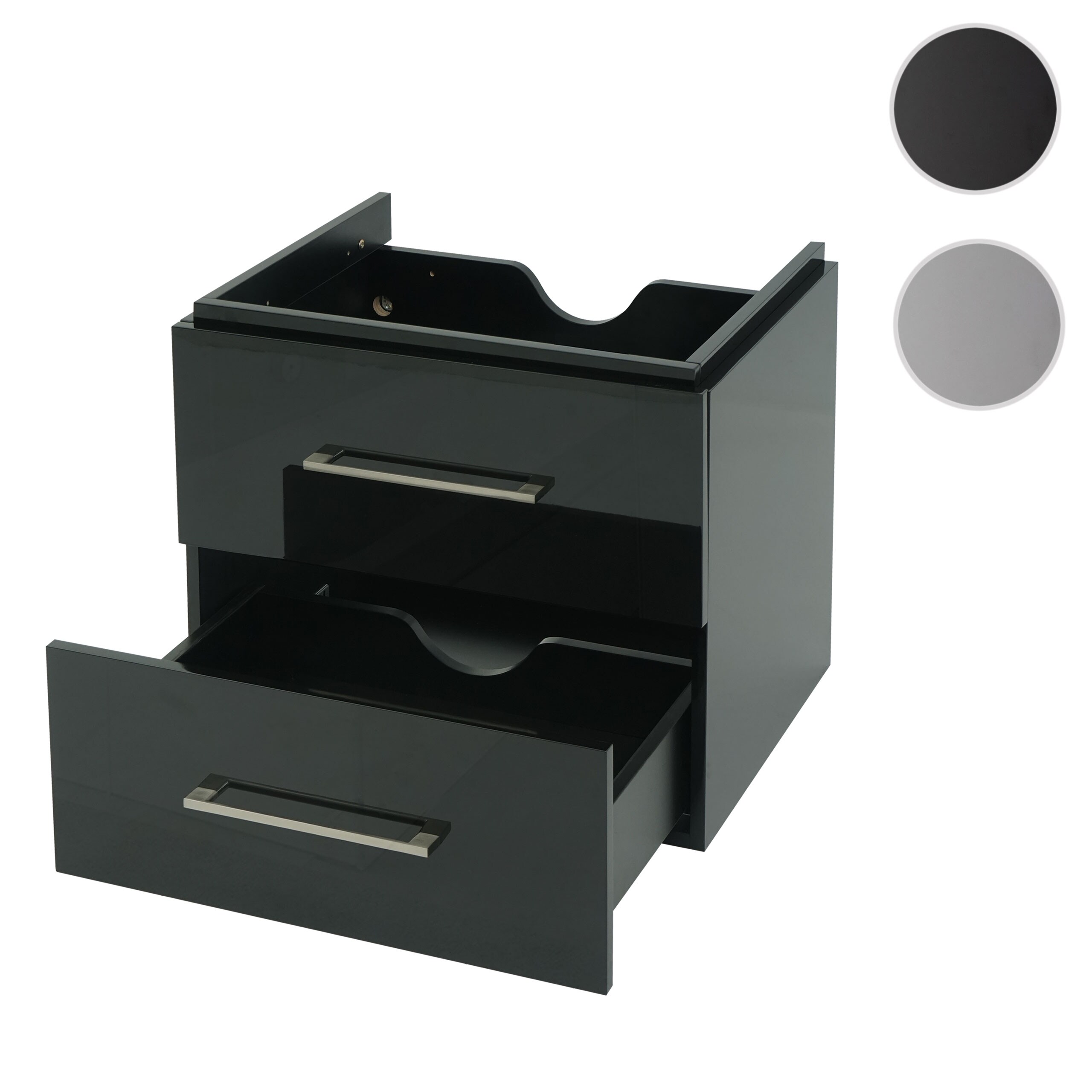 Premium Waschbeckenunterschrank MCW-D16, Waschtischunterschrank Waschtisch Badmöbel, hochglanz 60cm ~ schwarz