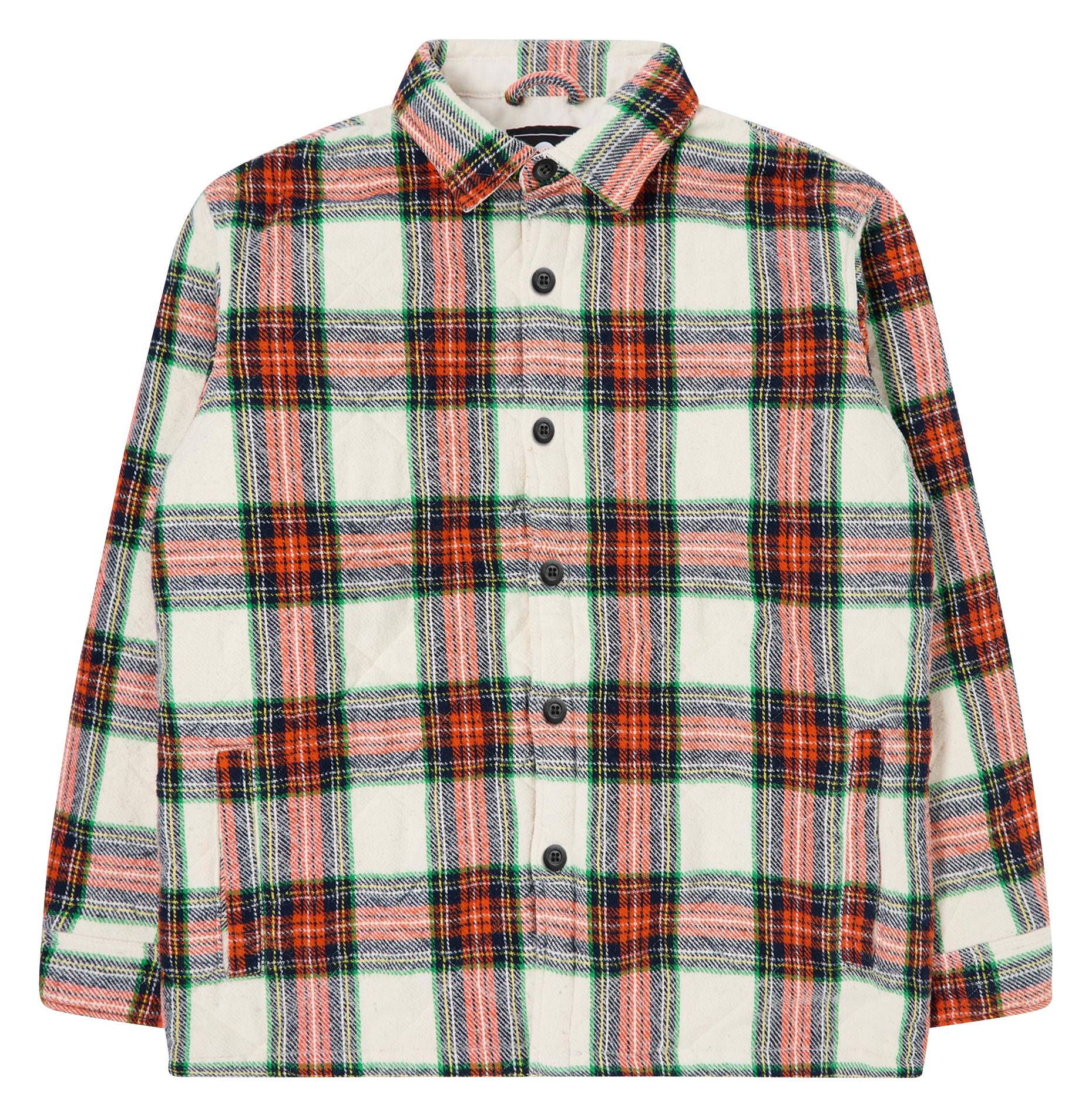 Veste col classique à carreaux en coton| Multicolore