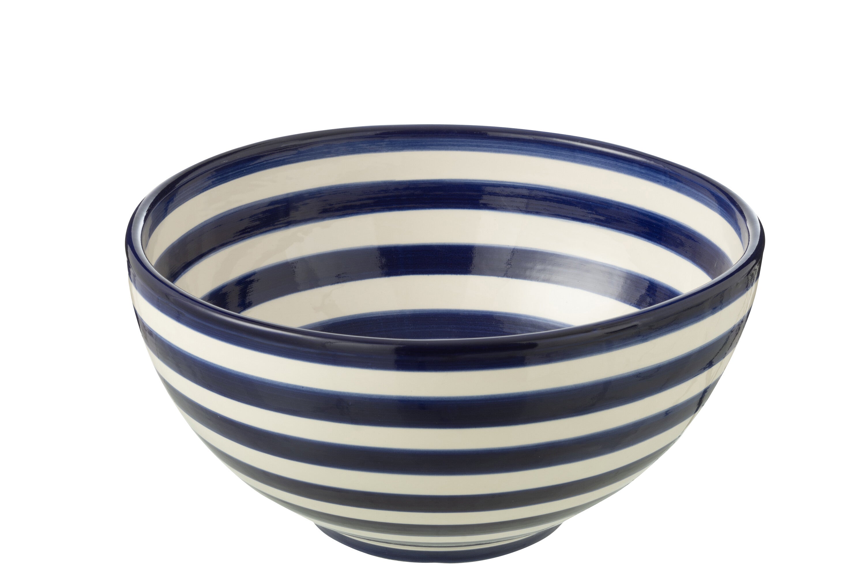 J-Line kom Granada Stripes High - keramiek - wit|blauw - lar