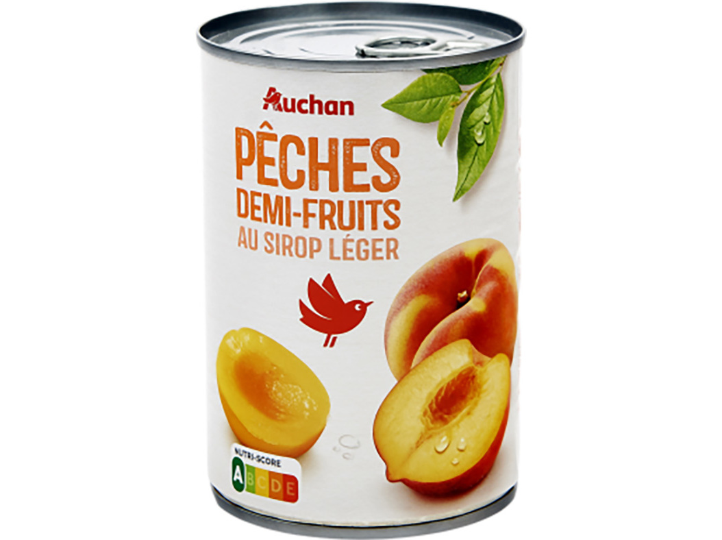 PÊSSEGO AUCHAN METADES EM CALDA 410 (235) G