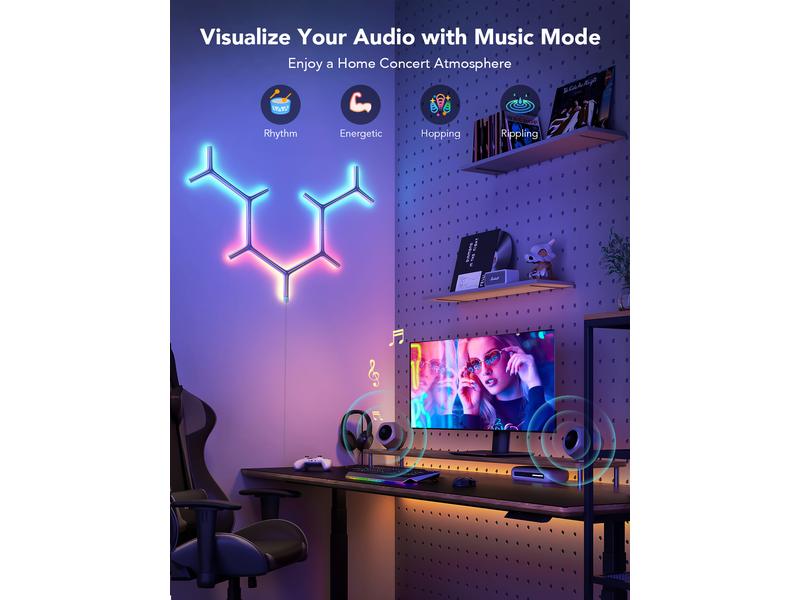 Govee Panelleuchte Y-Leuchten Glide, 7 Stück, RGBIC, Wi-Fi LED Lichtpaneele