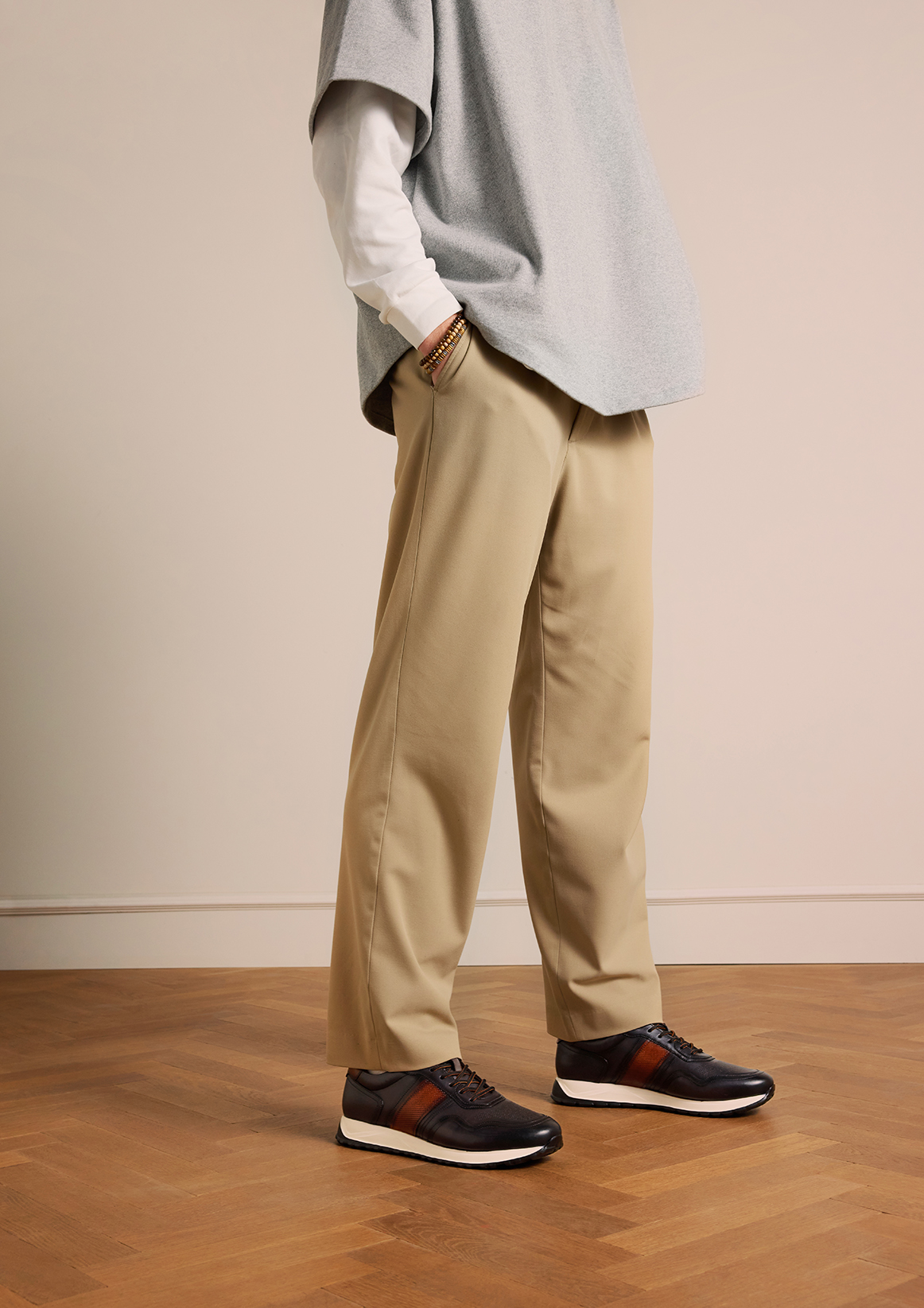 Grijze leren sneakers