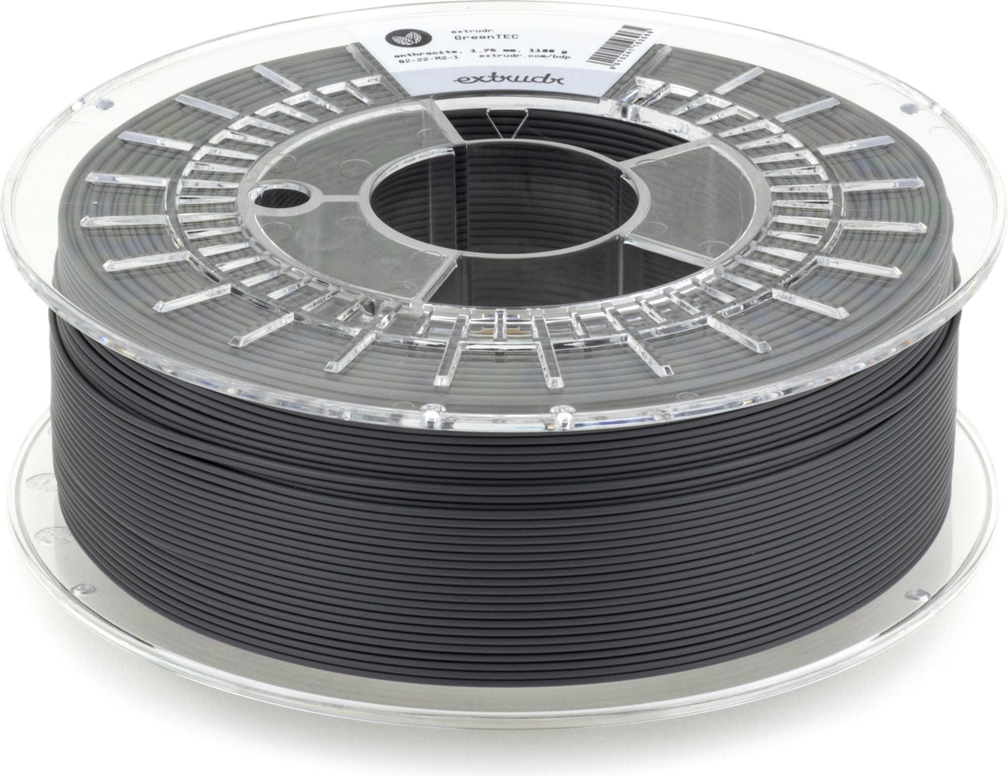 Extrudr  Green-TEC Anthrazit, 1,75 mm / 1100 g    Hochleistungsmaterial mit biologisch-organischer Zusammensetzung