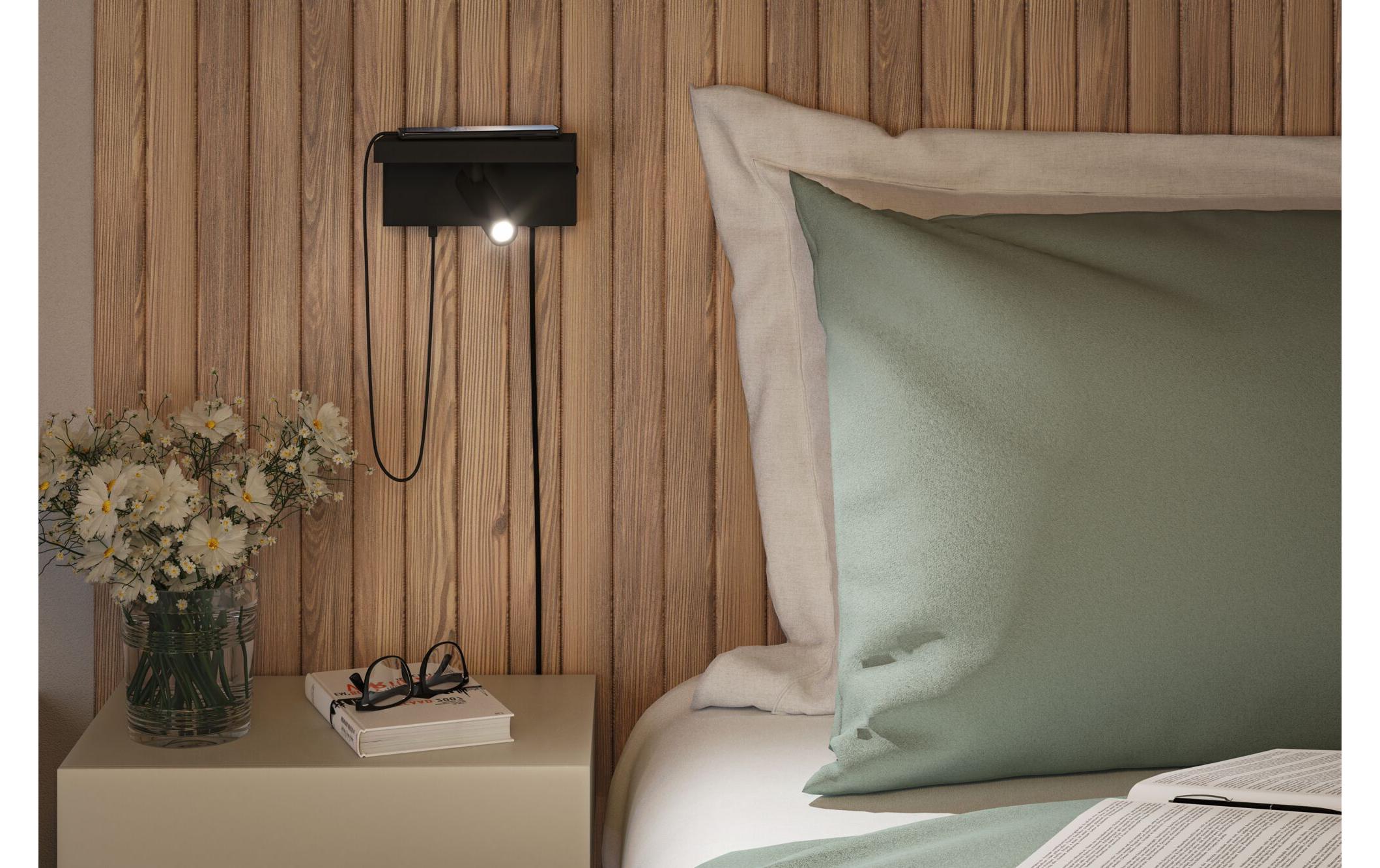 Wandleuchte 3-Step-Dim Jerik USB C SchwarzDimmbare LED Wandleseleuchte