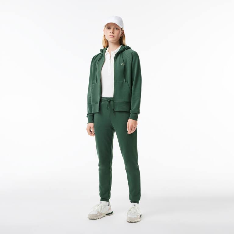 Sweatshirt zippé à capuche Jogger femme Lacoste en molleton biologique Sweatshirts - Vert - Lacoste - Femme
