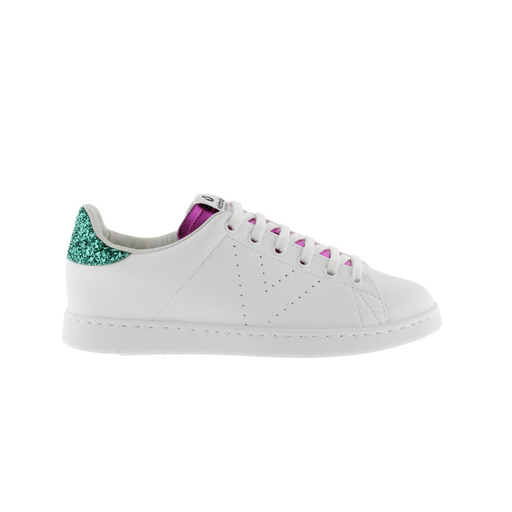 Zapatillas De Efecto Piel Victoria Tenis Con Trasera De Glitter Y Lengüeta Metalizada