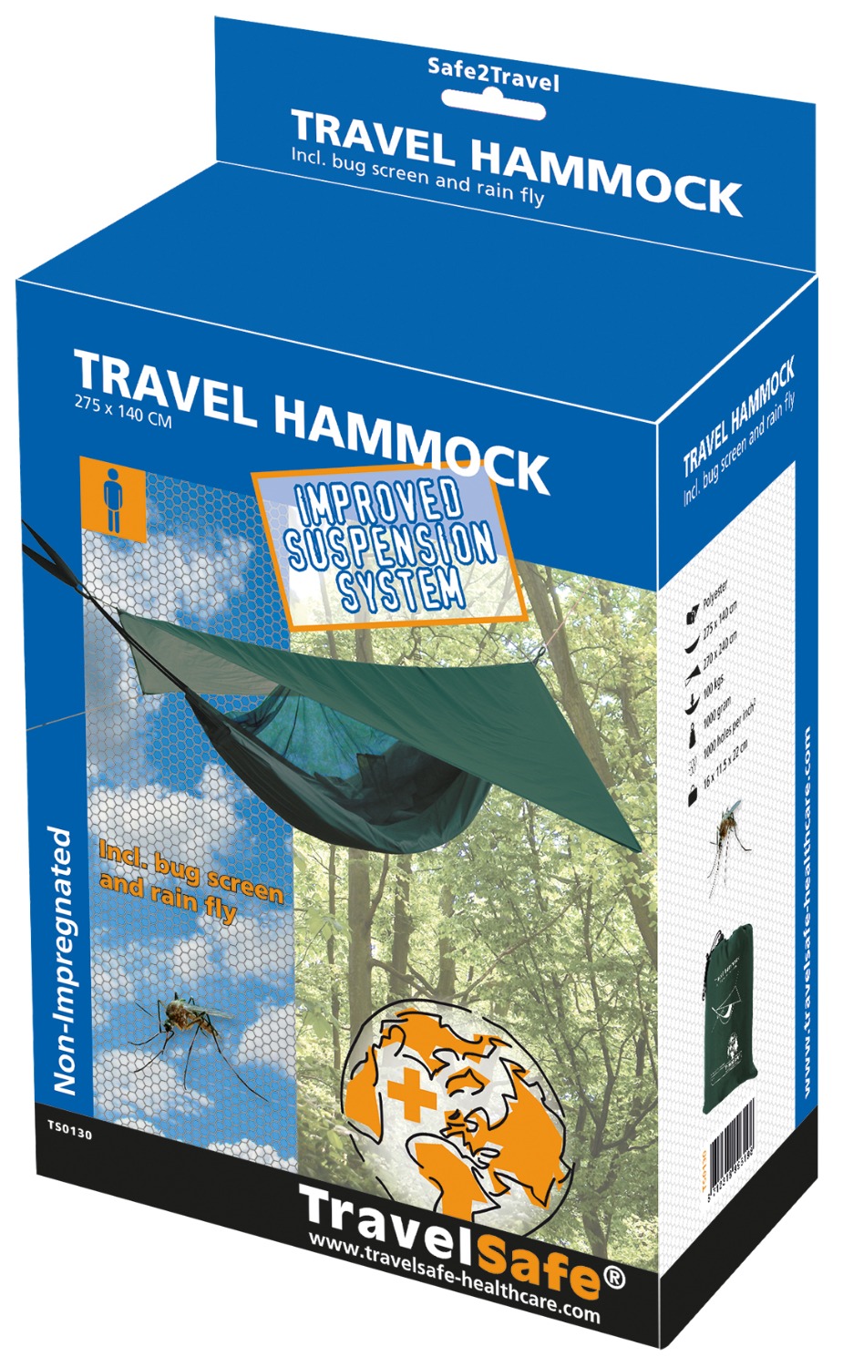 TravelSafe 1 persoons travel hangmat met regentarp