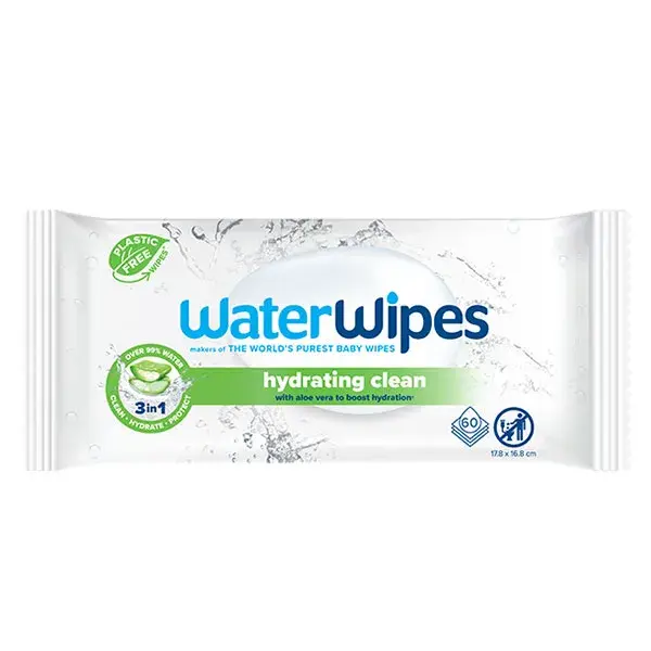Lenços umedecidos hidratantes WaterWipes com aloe vera (60 unidades)