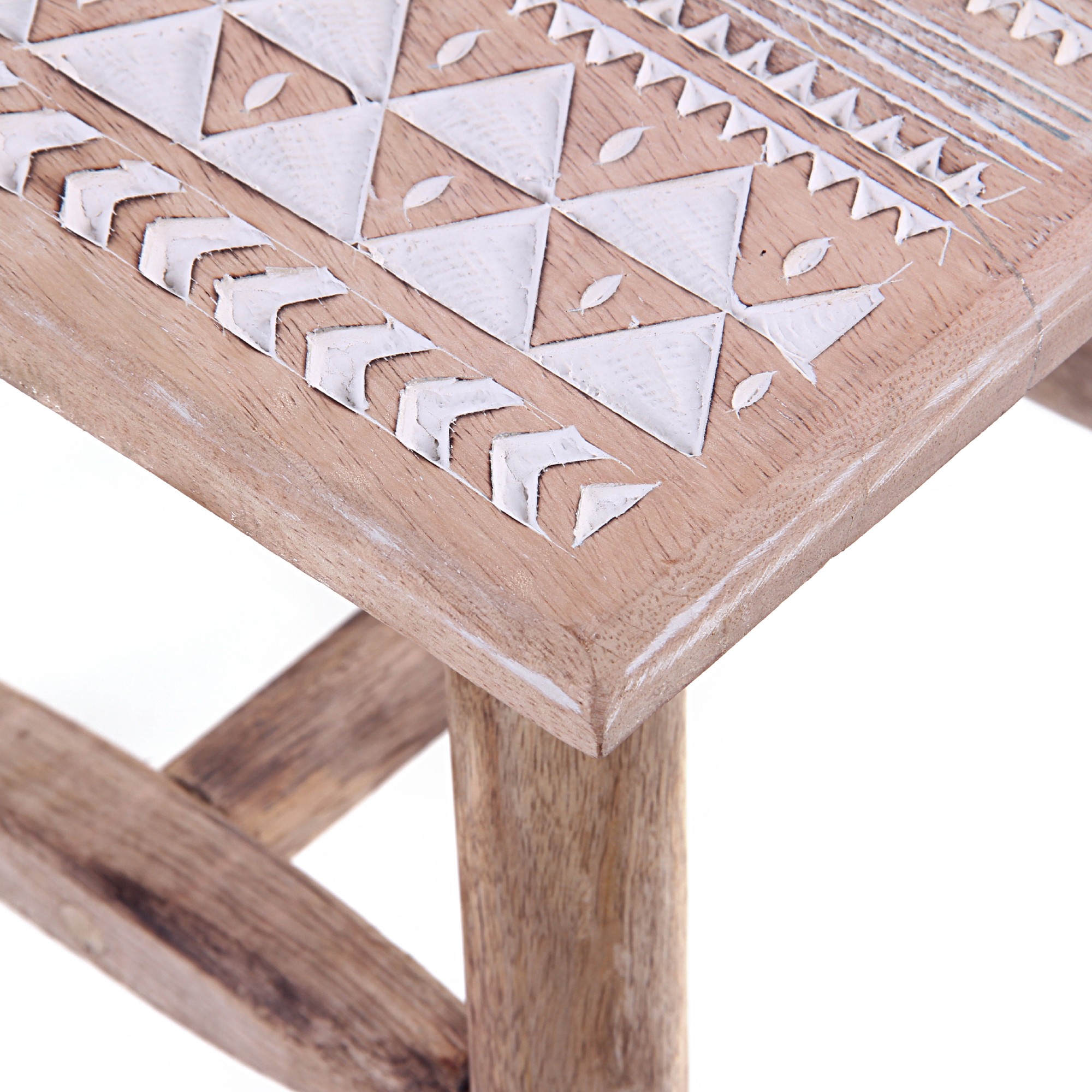 Hocker 'Graphic' Mangoholz, natur, T 25 cm, B 25 cm, H 25 cm von fischer's lagerhaus