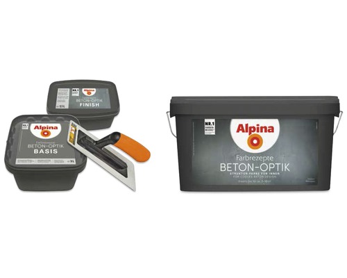 Alpina Kleurrecepten Effectverf Betonlook Complete Set Grijs incl. Alpina Troffel
