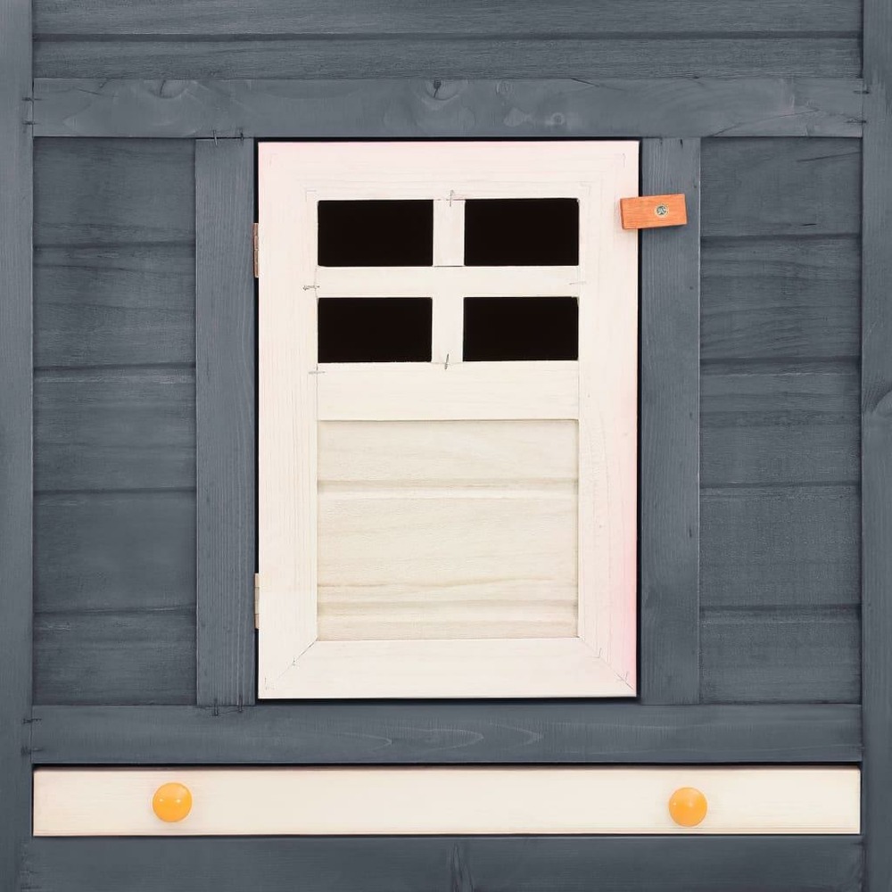 Clapier cage d'extérieur 250 x 192 x 105 cm avec piste gris et blanc bois de sapin