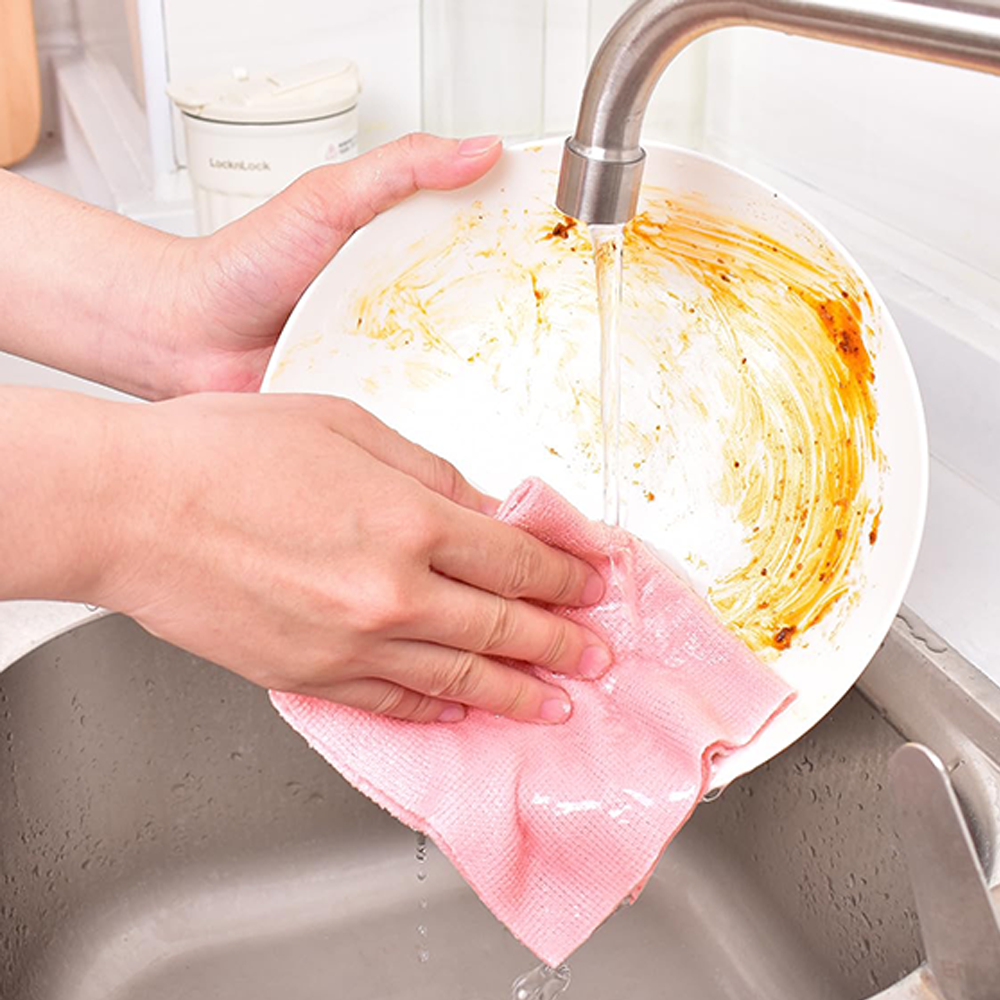 (1 Rolle à 20 Tücher) Mikrofaser Reinigungstücher Wiederverwendbare Küchen Lappen Abreissbare Putztücher - Rosa