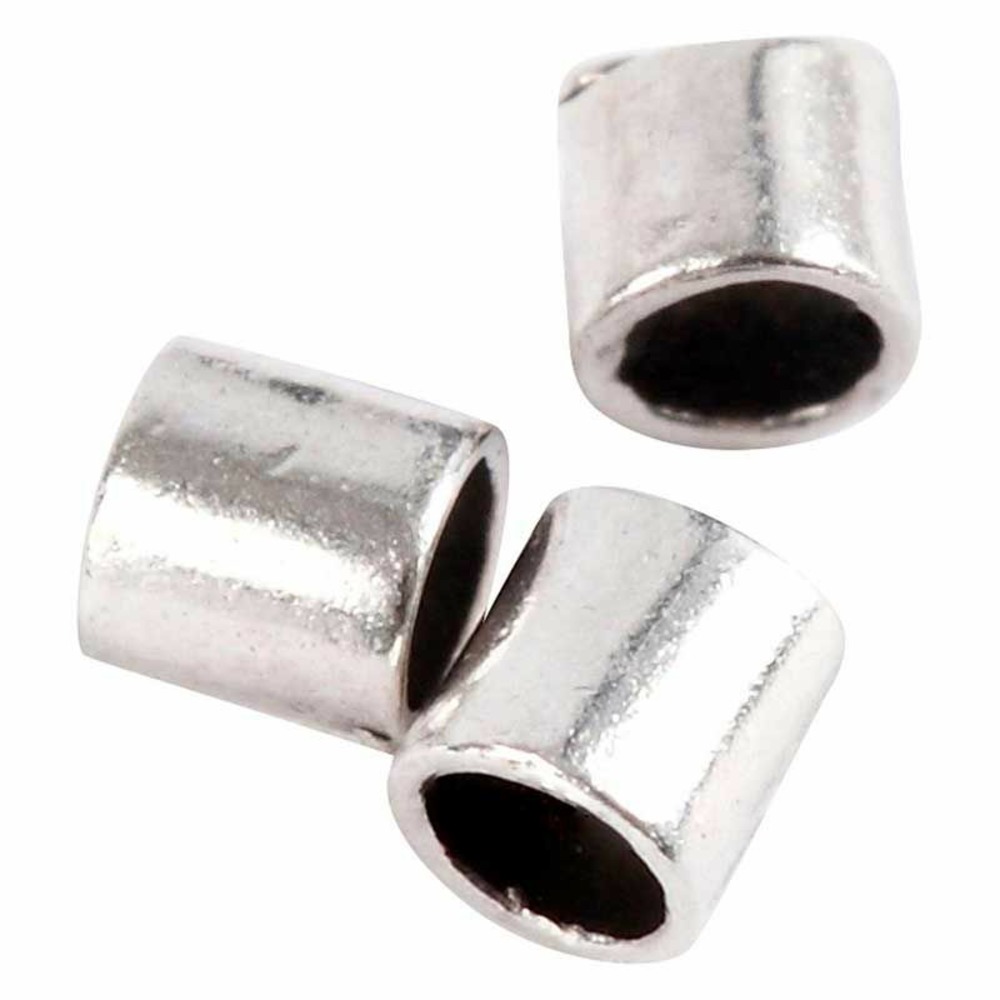 80 perles argentées en tube à écraser ø 2 mm