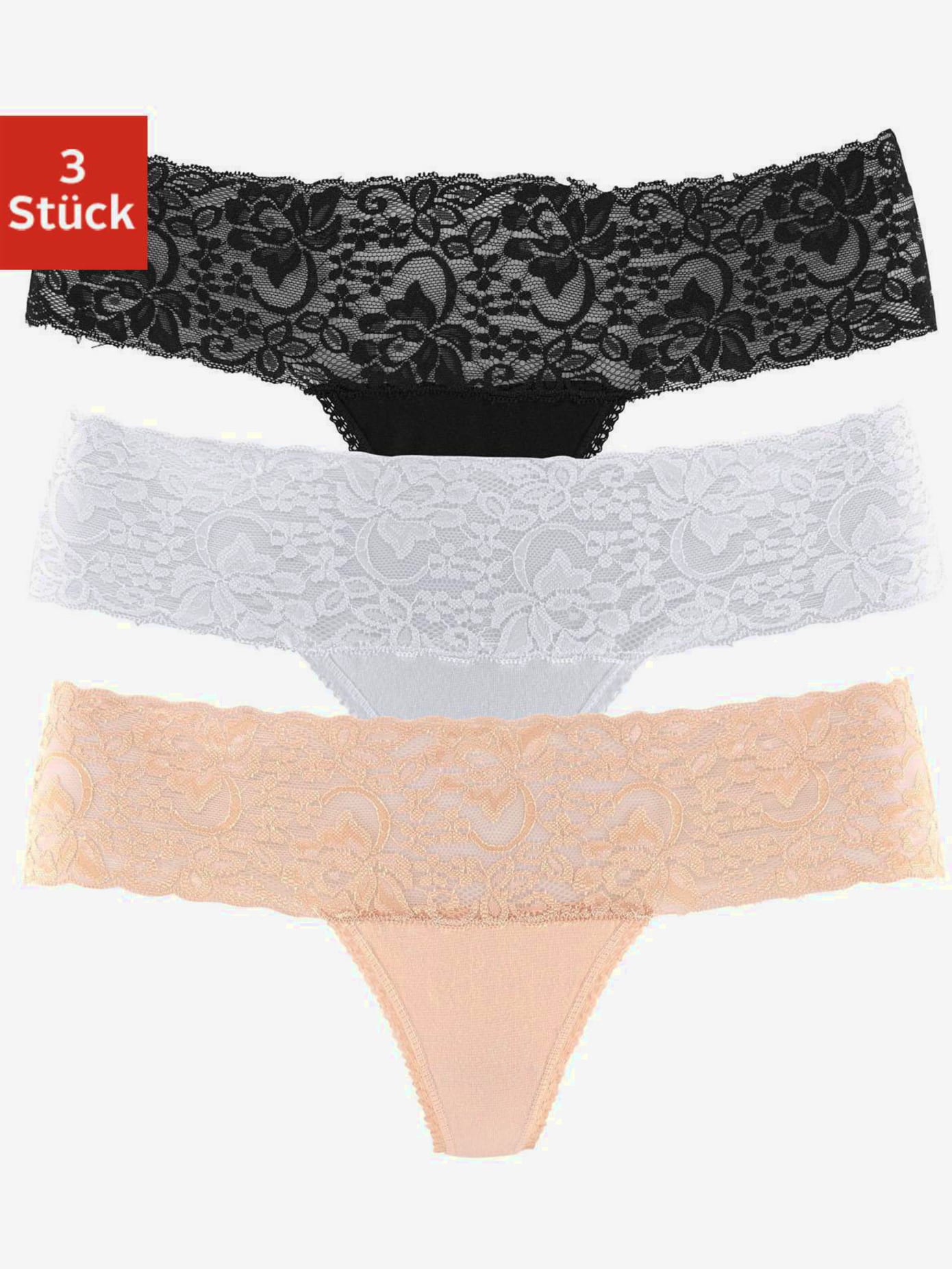 Lot de 3 strings en dentelle vivance