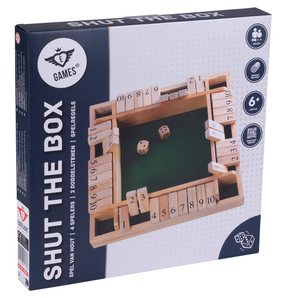 Longfield Shut The Box spel - 32 x 32 x 4 cm