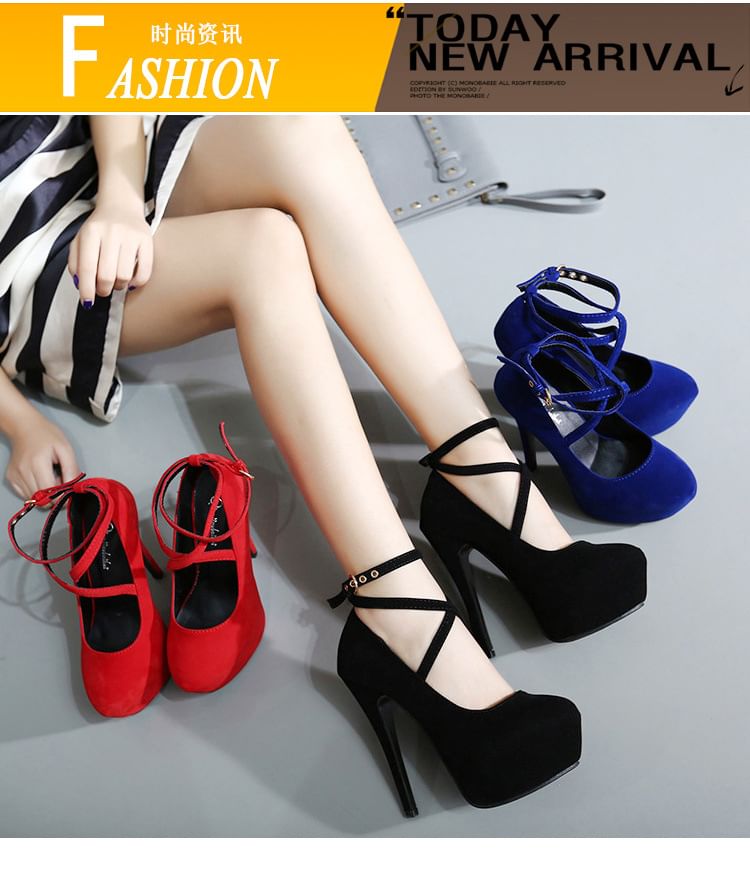 Niuna - Platform Criss Cross Enkelband Pumps