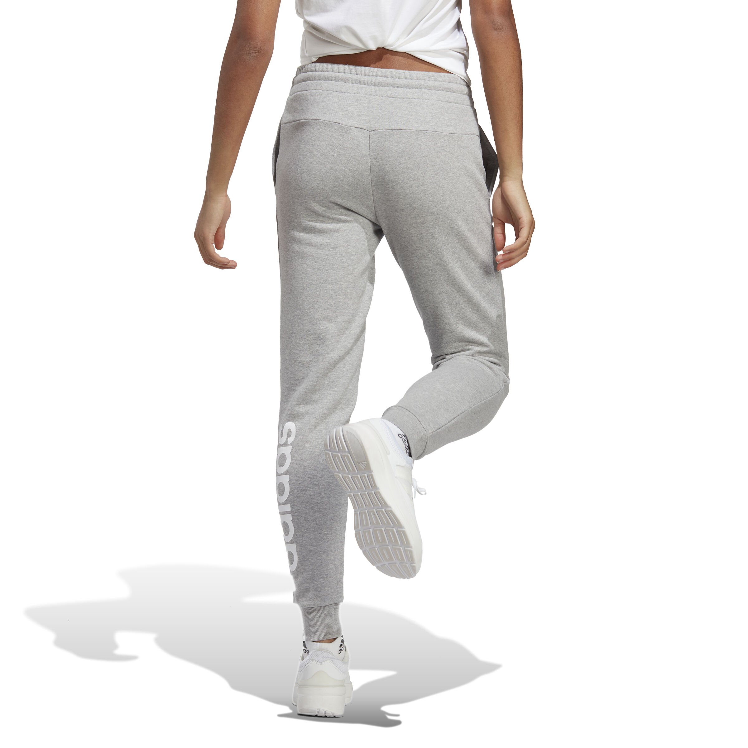 adidas Essentials Linear French Terry Cuffed Pantalon Survêtement Femmes - Gris Clair , Blanc