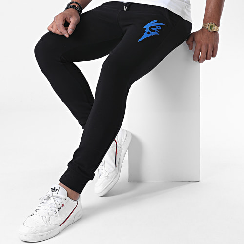 Pantalon Jogging Logo Noir Bleu