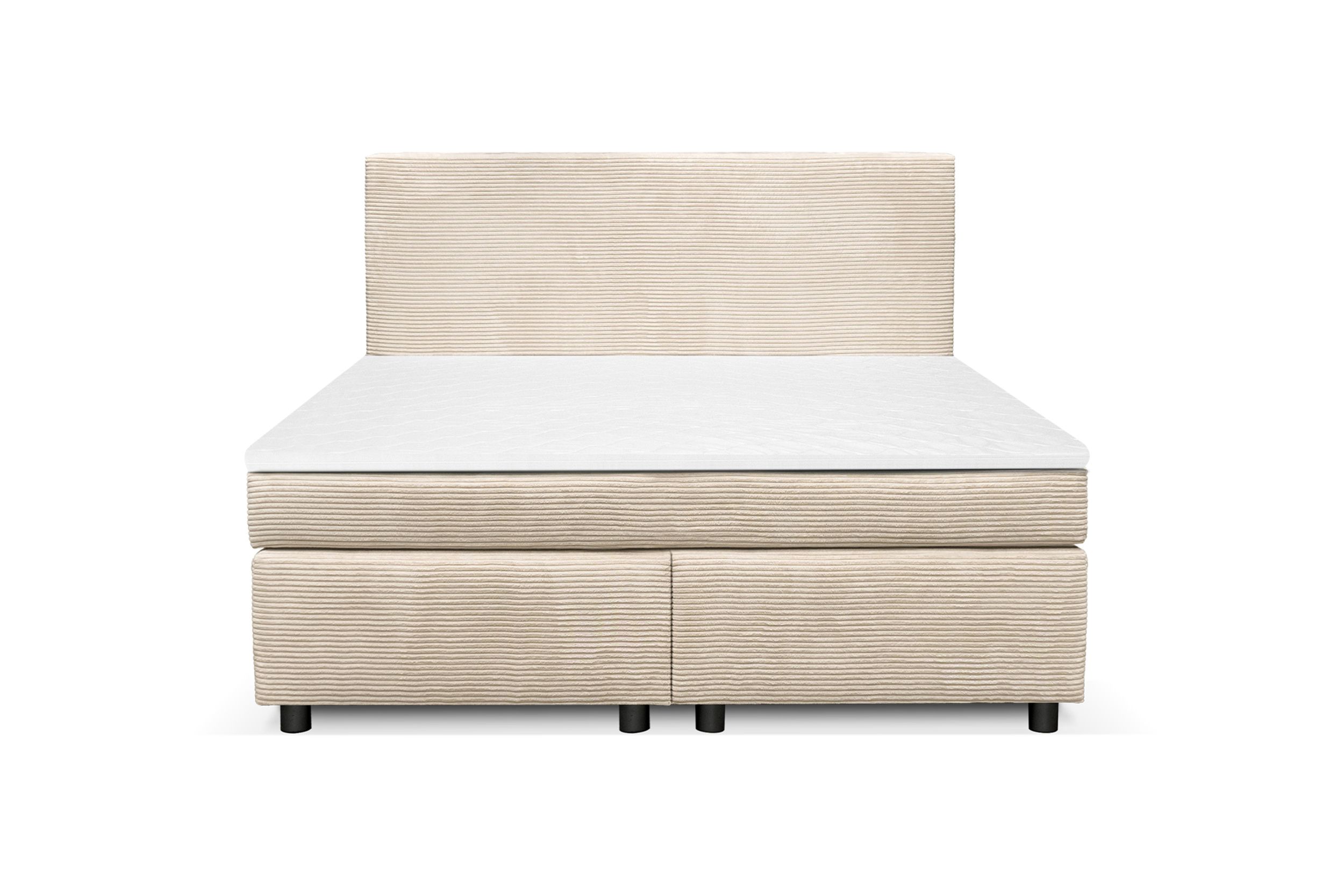 Boxspringbett Paxos Cordstoff Beige 140x200 Hotelbett Bonellfederkern Bett