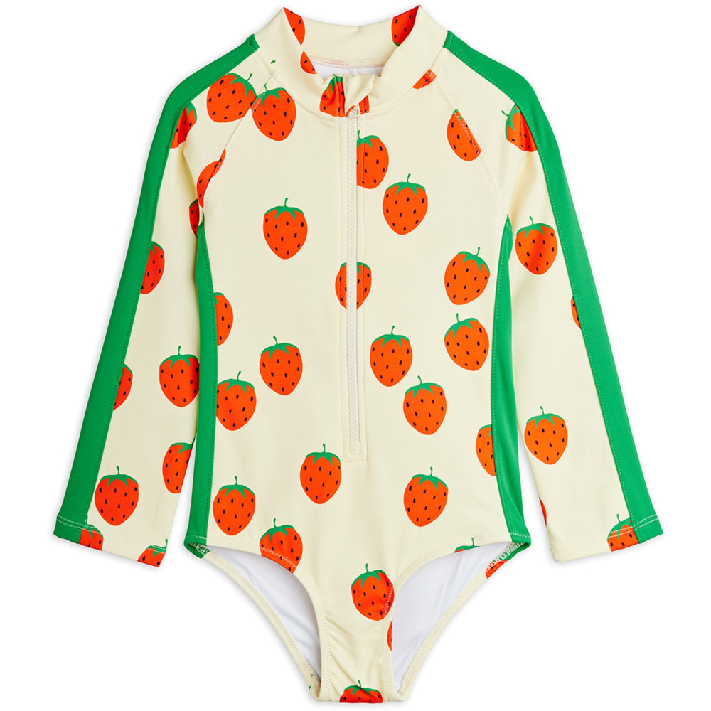 Køb Mini Rodini Off-white Strawberries AOP Ls Uv Badeheldragt