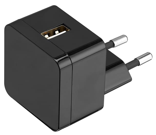 Goji vægoplader 2.4 A med USB A til C kabel (sort)