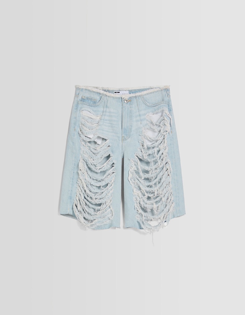 Bermuda jeans rasgada
