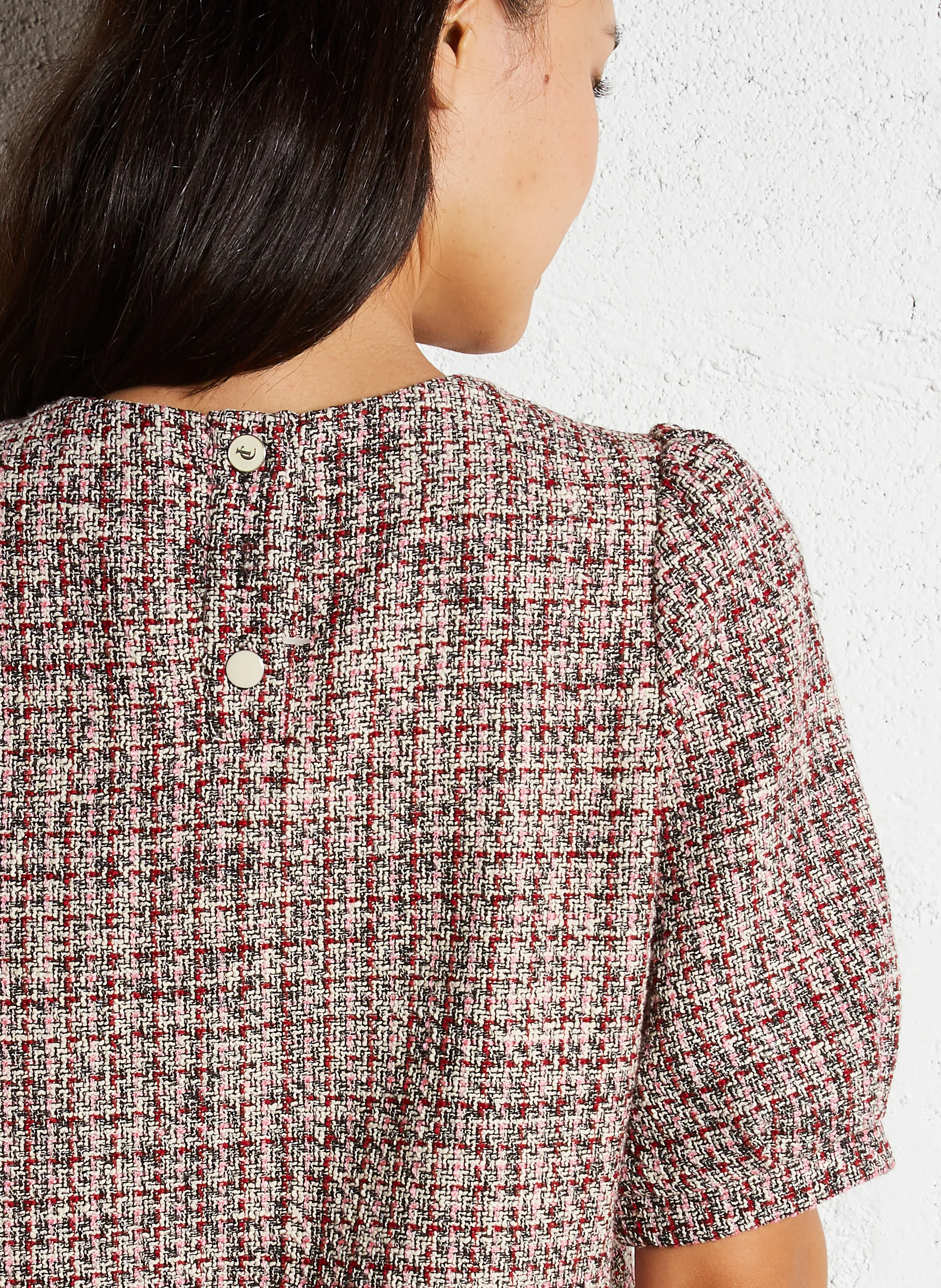 Top droit col rond en coton mélangé | Rouge