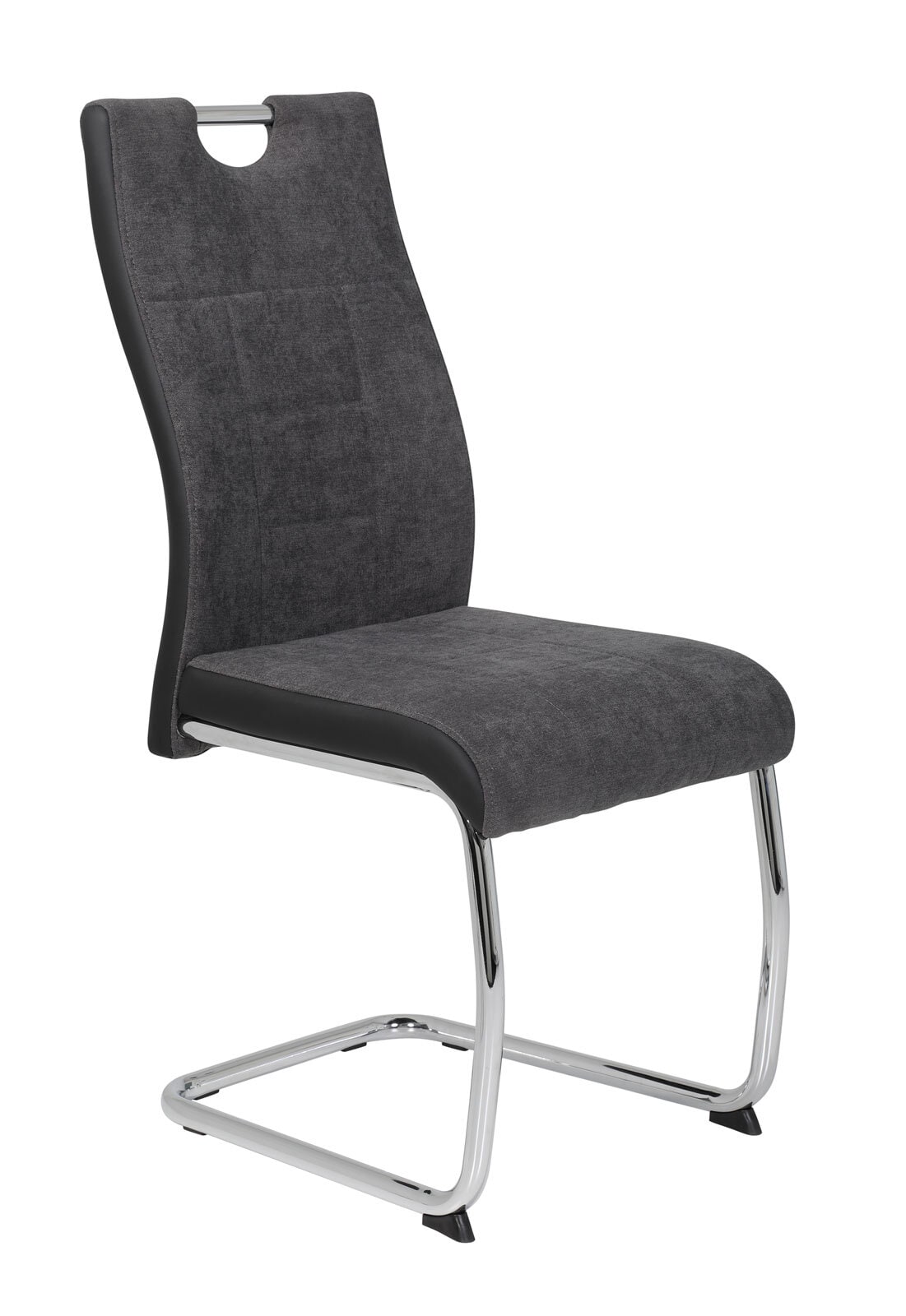 Stuhl ALINA, 2er-Set, mit Steppnähten, Bezug Webstoff, anthrazit, ca. 59 x 43 x 98 cm