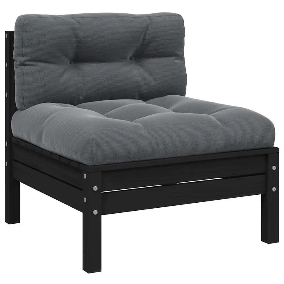vidaXL - Loungeset - Zwart - Grenenhout