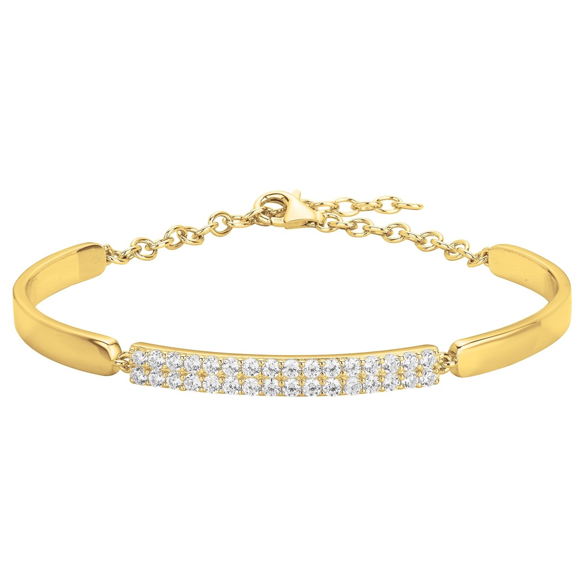 Bracelet en Plaqué Or avec oxyde de zirconium blanc