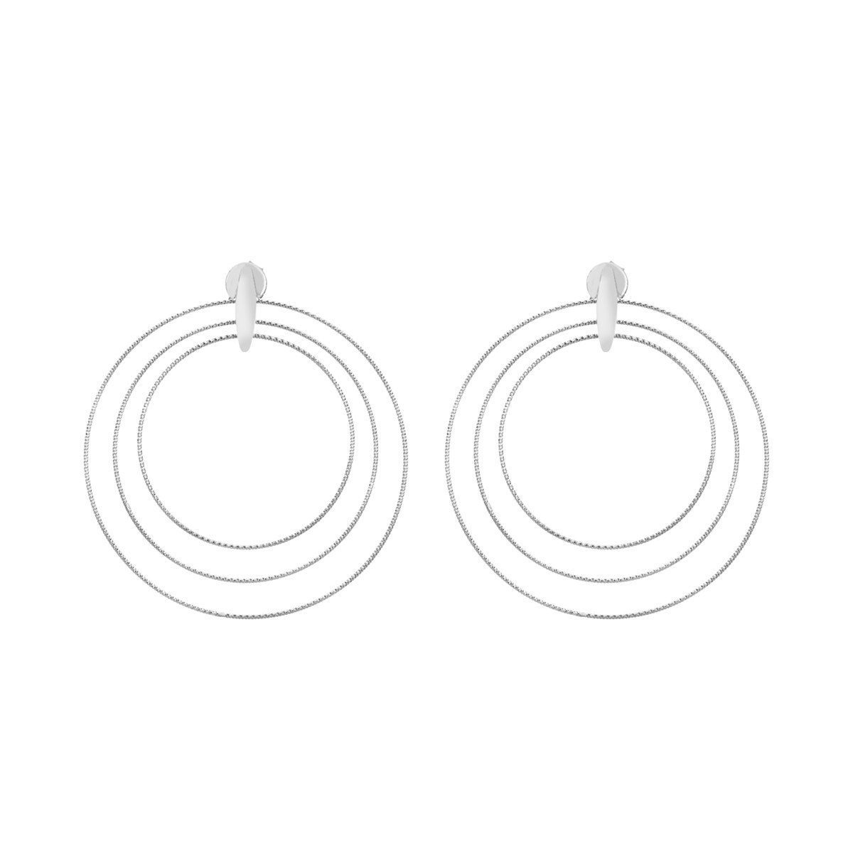Boucles D'oreilles Argent Rhodié Cercles Diamantés