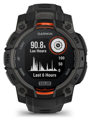 Montre GPS Garmin Instinct 3 Solar - 45 mm Noir avec Bracelet en Silicone Noir