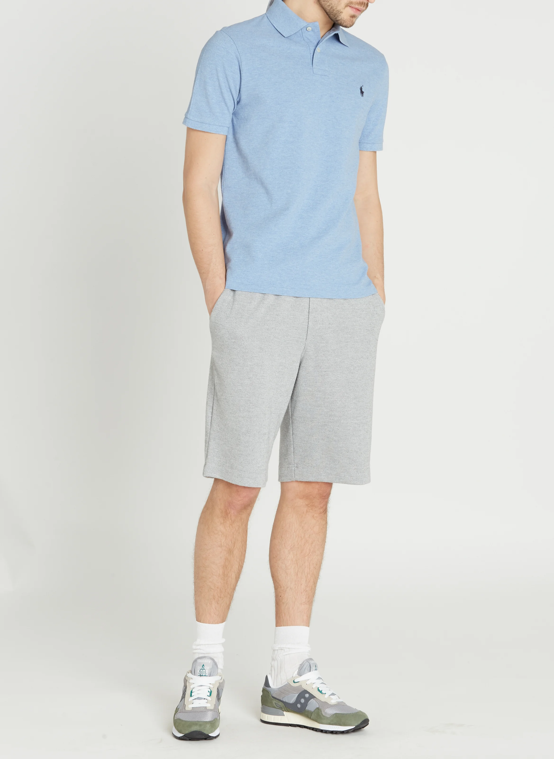 Polo slim-fit en coton piqué | Bleu