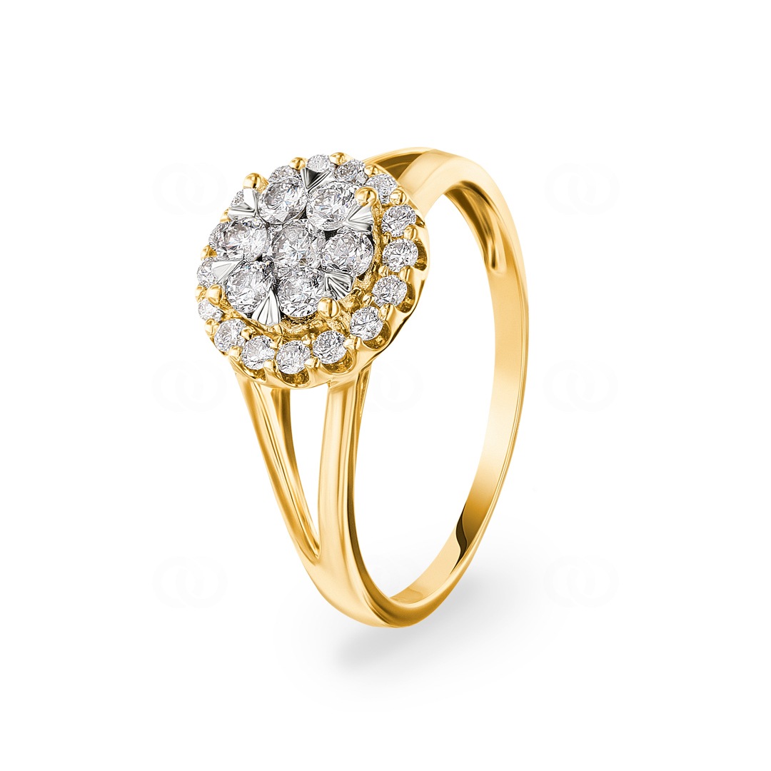 0.51 Karat Diamanten Halo Verlobungsring 750/18 K Gelbgold