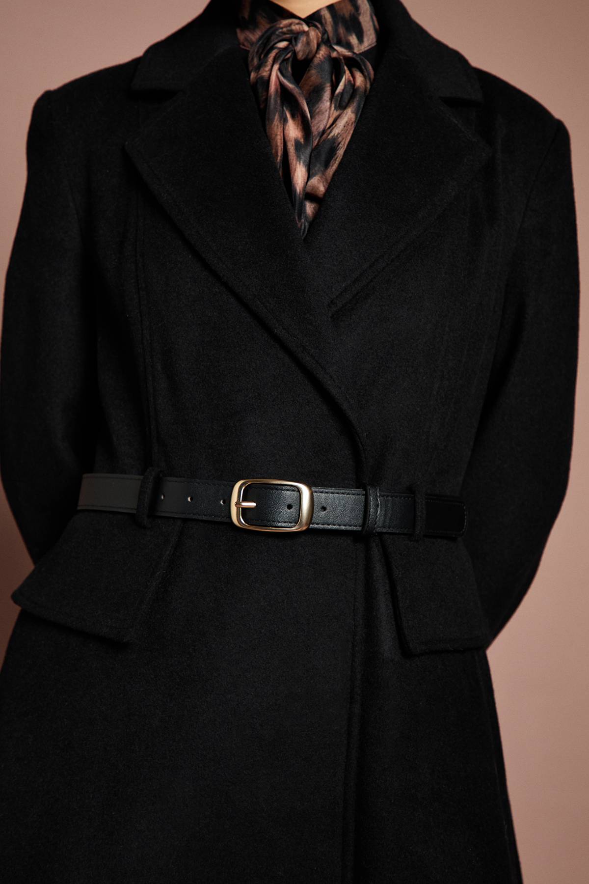 Coast Manteau Long Lisa Tan de Cérémonie avec Détail Jupe et Ceinture