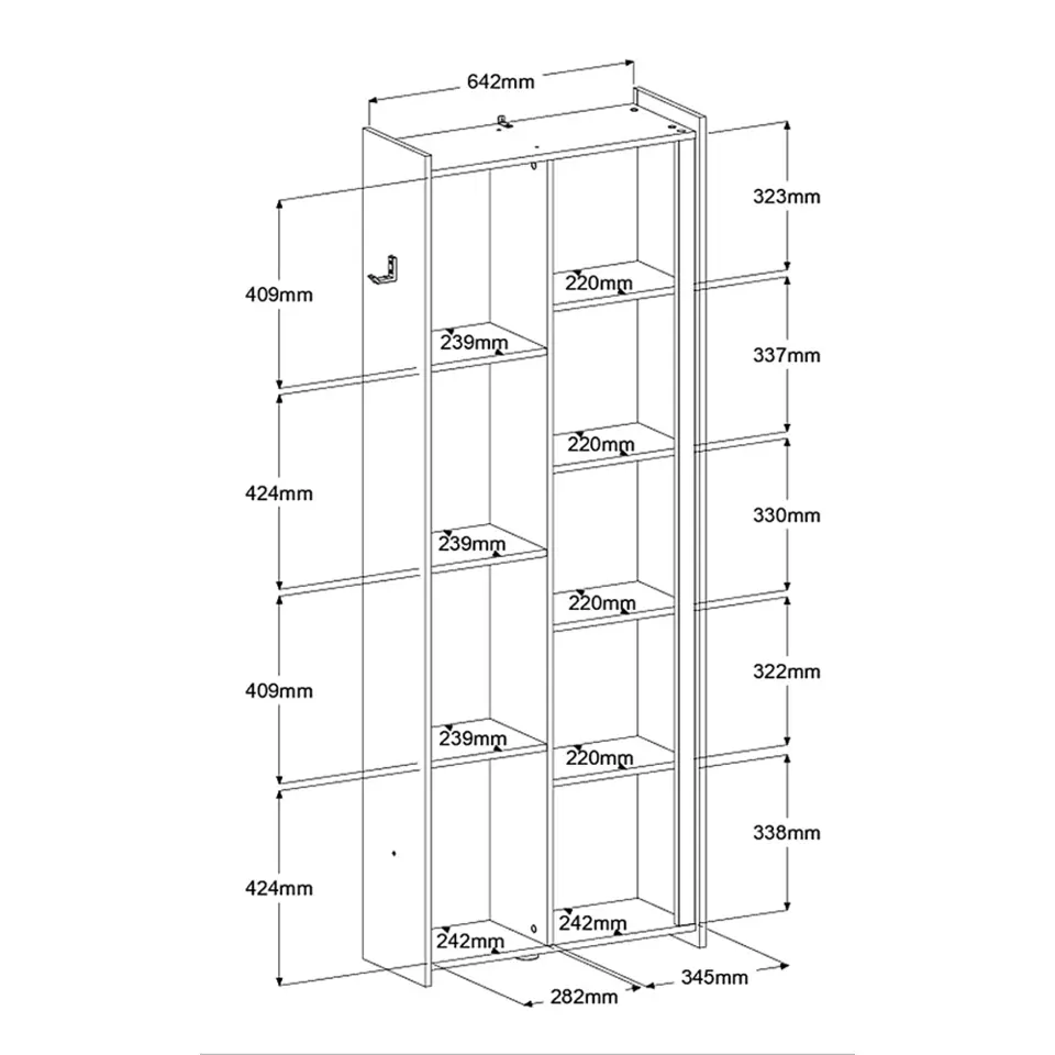 Kast Levi - zwart - 181x67x28 cm