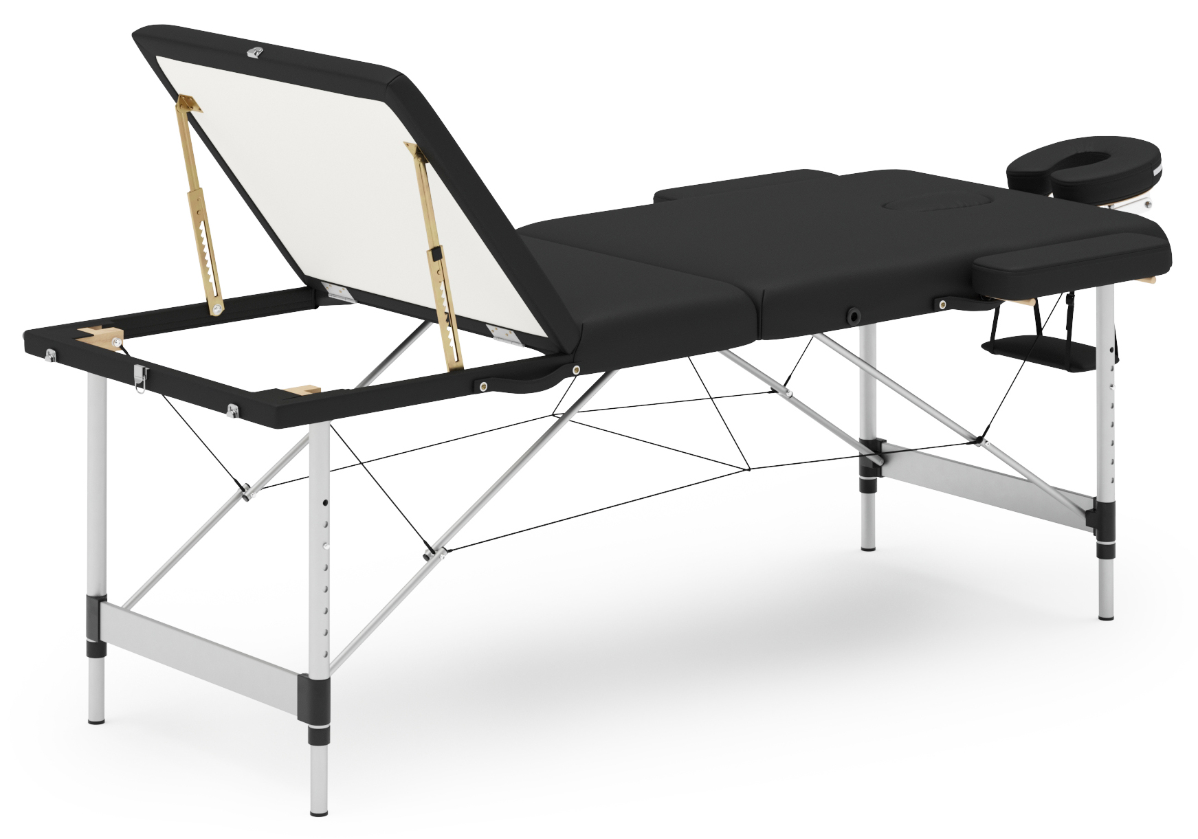 Massageliege 3-Zonen Alu schwarz