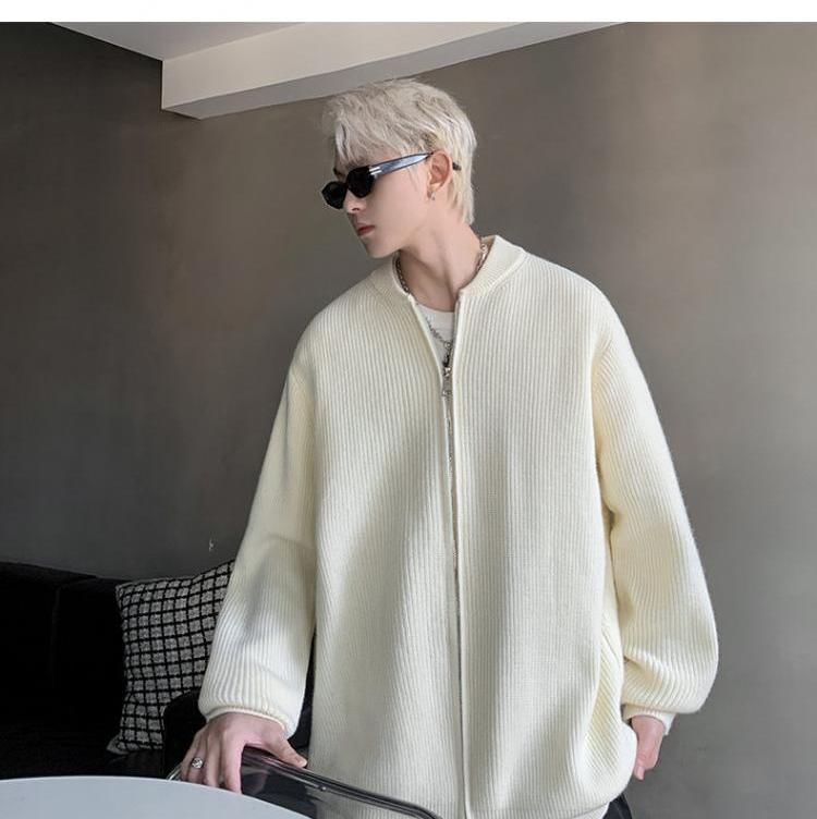 Posive - Effen oversized vest met ronde hals en rits