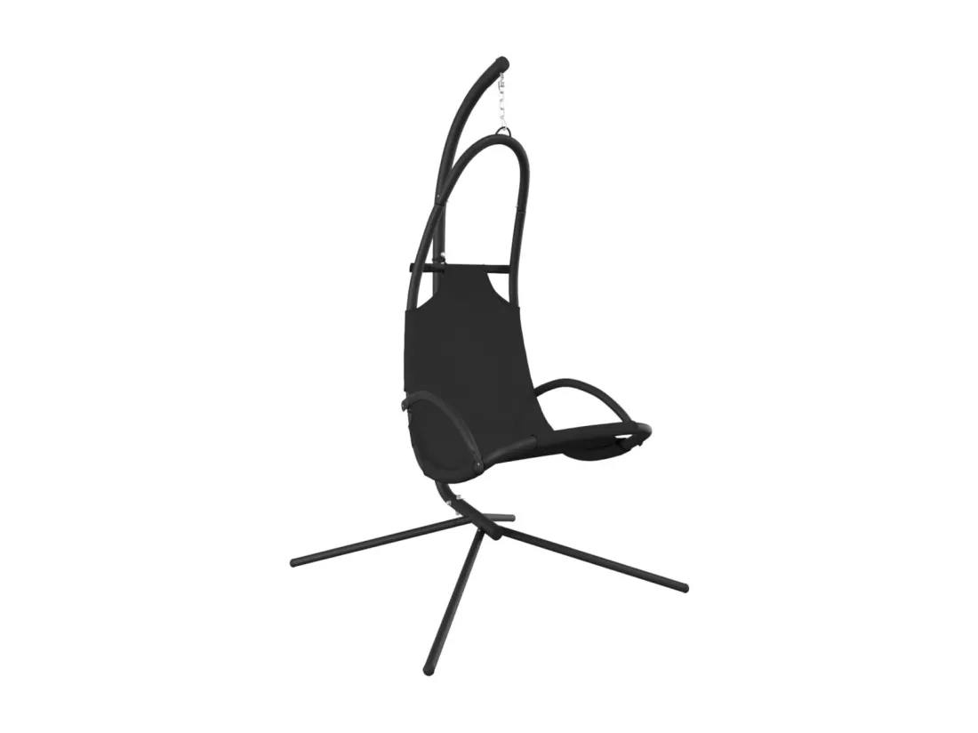 Chaise balançoire de jardin et coussin noir tissu Oxford-acier