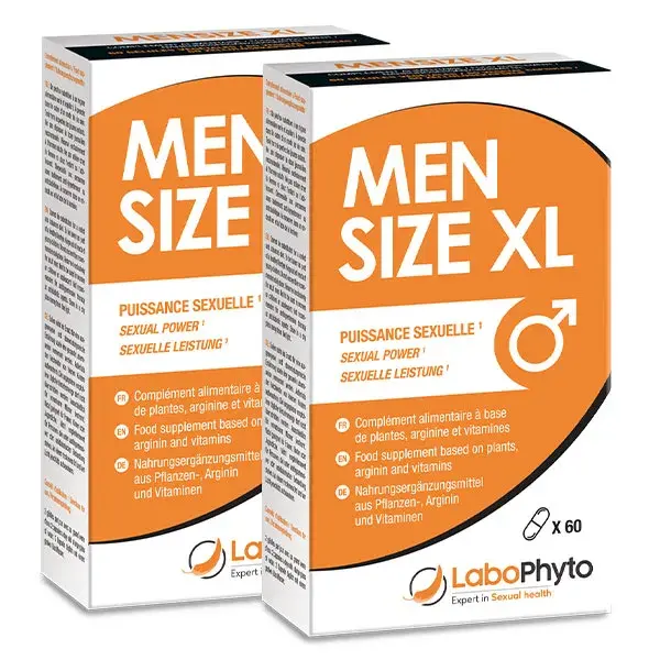 Lot de 2 - Labophyto MENSIZE XL TAILLE PENIS - cure taille du pénis - 60 gélules