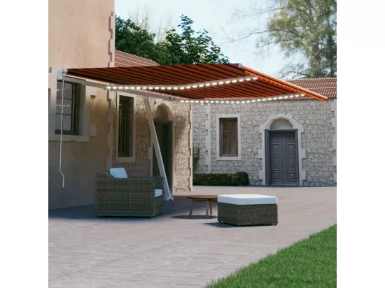 Auvent automatique capteur de vent LED 600x300 cm Orange marron