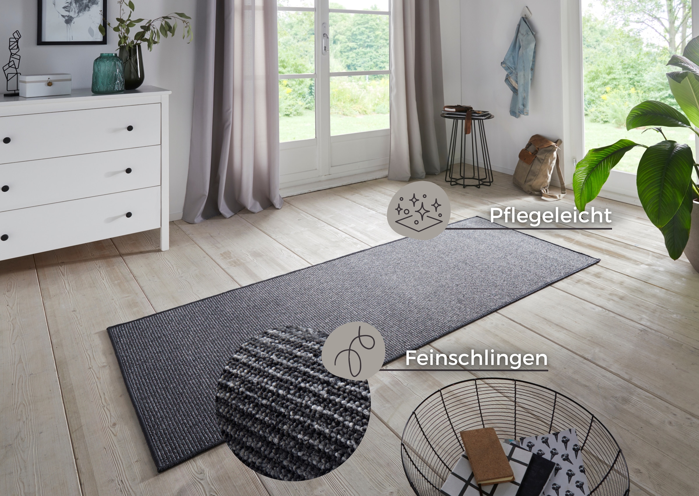 HANSE Home Läufer »Bouclé« rechteckig 5 mm Höhe rutschfest, Sisal Optik, Teppich, Küche, Flur, schlicht, umkettelt