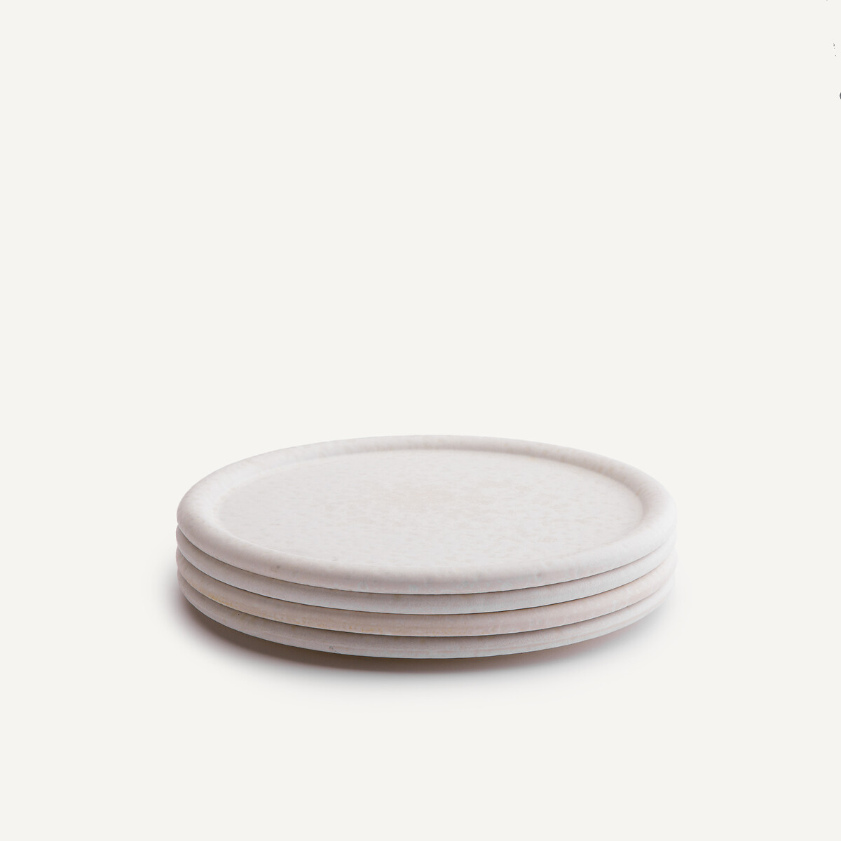 AM.PM<br>Conjunto de 4 pratos rasos, faiança esmaltada fosca, Battica