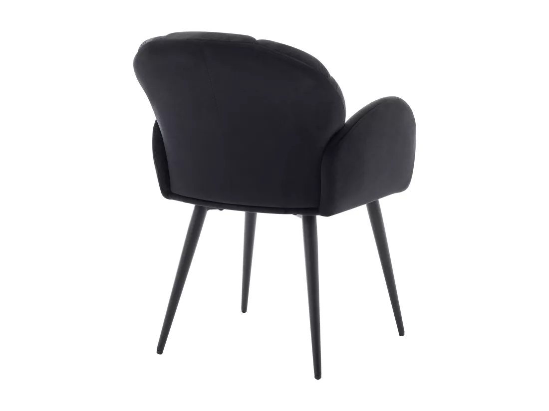 Lot de 6 chaises avec accoudoirs en velours et métal - Noir - LANSENA de Pascal Morabito