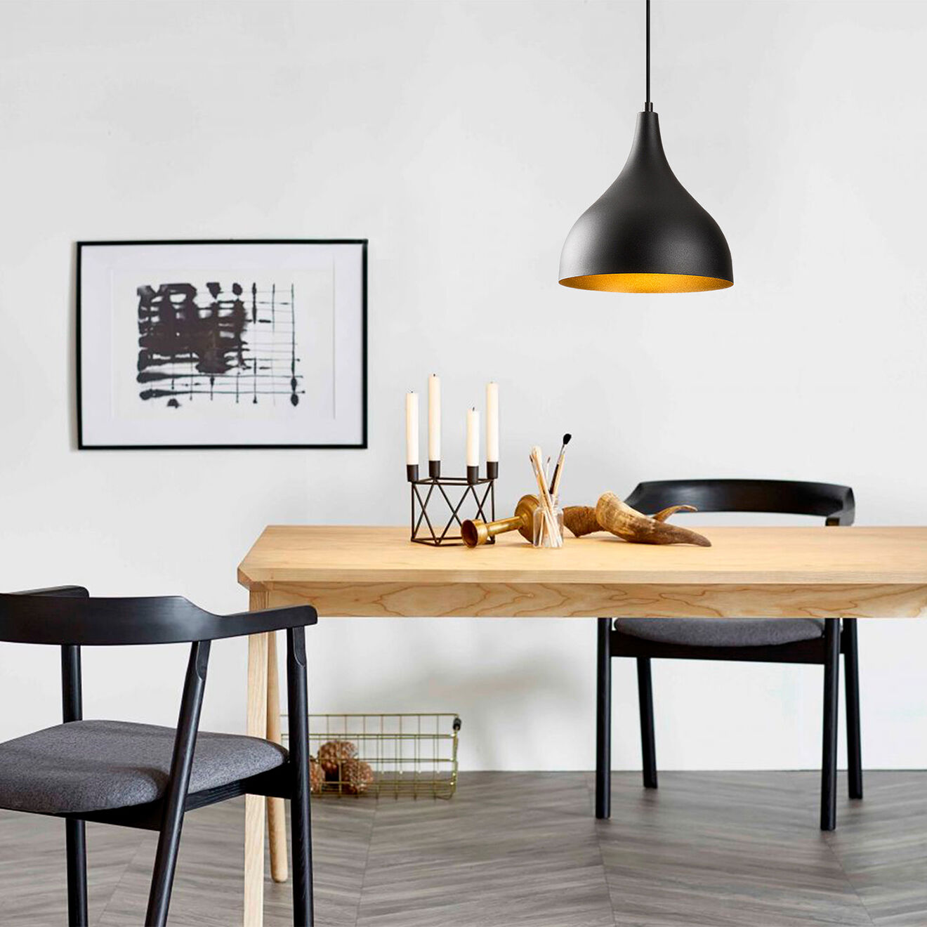 Opviq Suspension Saglam noir/doré - 26x126 cm