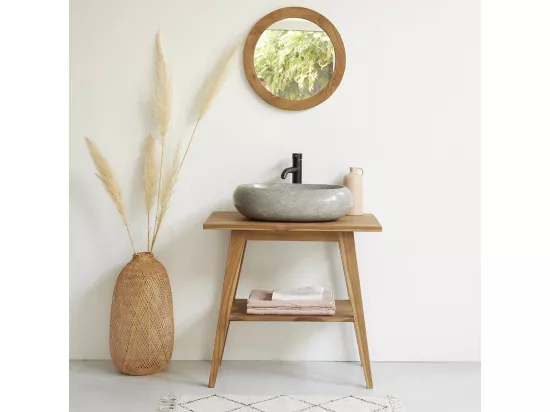 Meuble de salle de bain en teck massif 80 cm