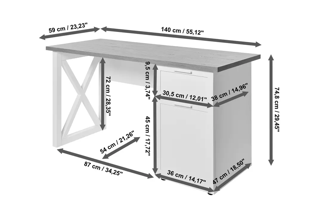 Schreibtisch 96CM2 / Chalet D 140